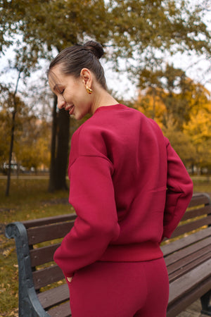 Бордо костюм з Світшотом і брюками палаццо