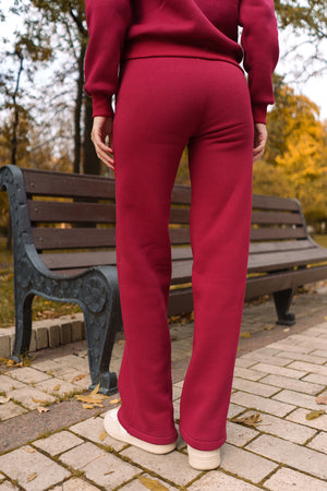 Бордо костюм з Світшотом і брюками палаццо