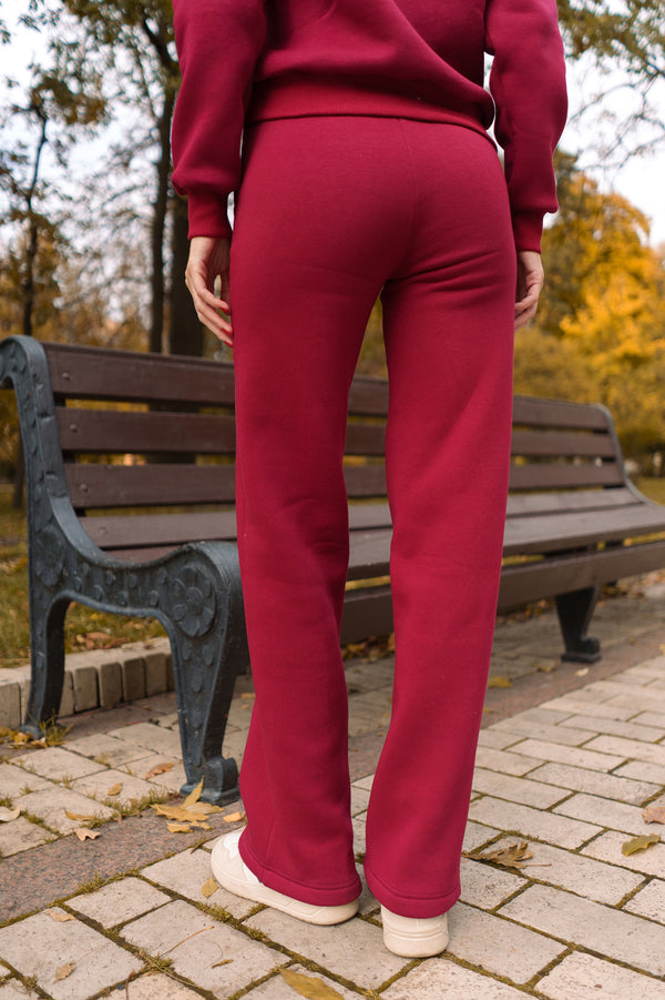 Бордо костюм з Світшотом і брюками палаццо