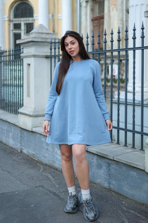 Блакитна сукня міні Sofi з довгим рукавом