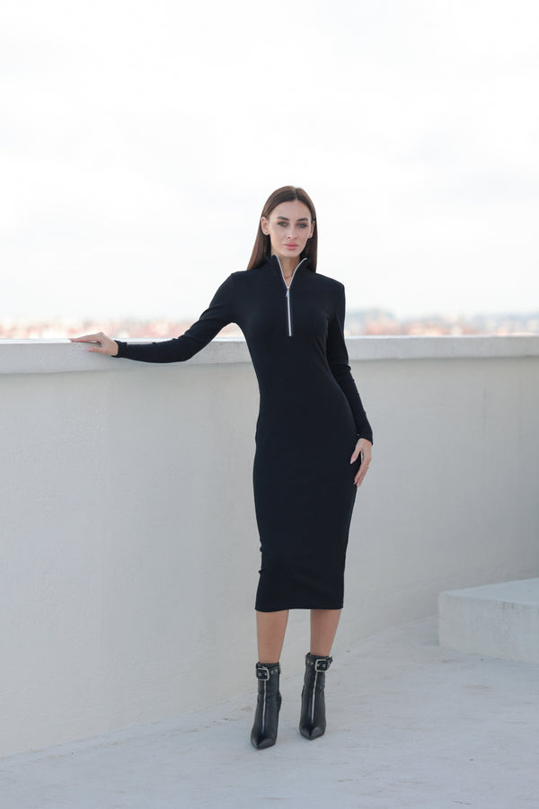 Чорна сукня Siena з довгим рукавом