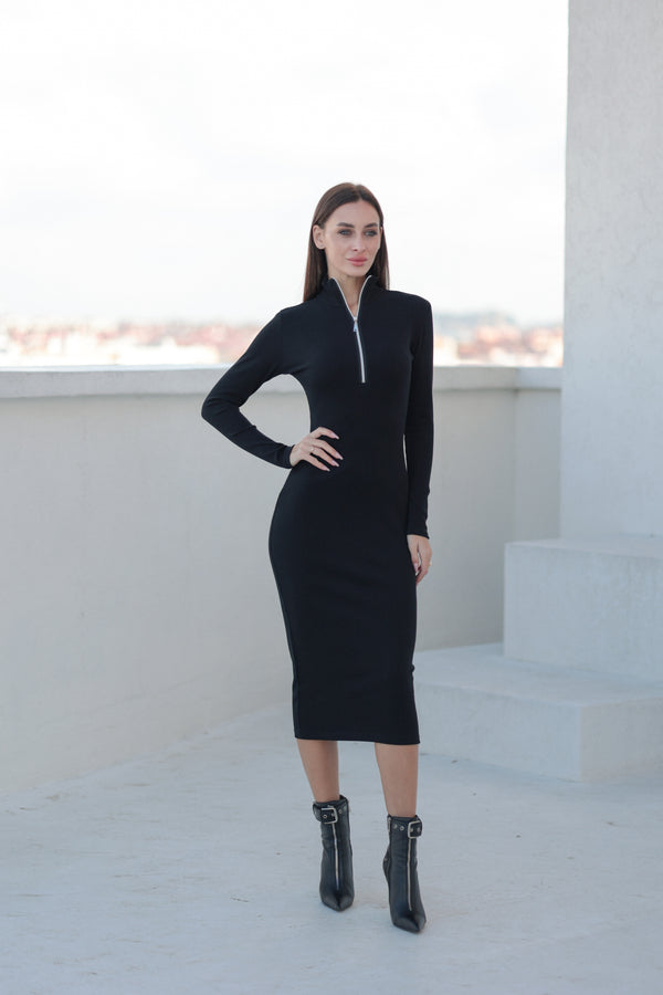 Чорна сукня Siena з довгим рукавом