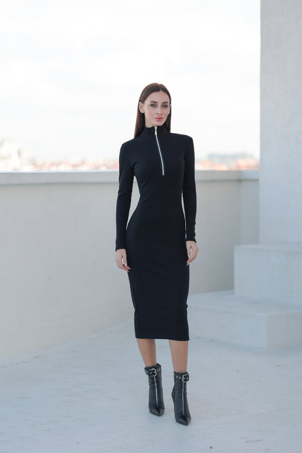 Чорна сукня Siena з довгим рукавом