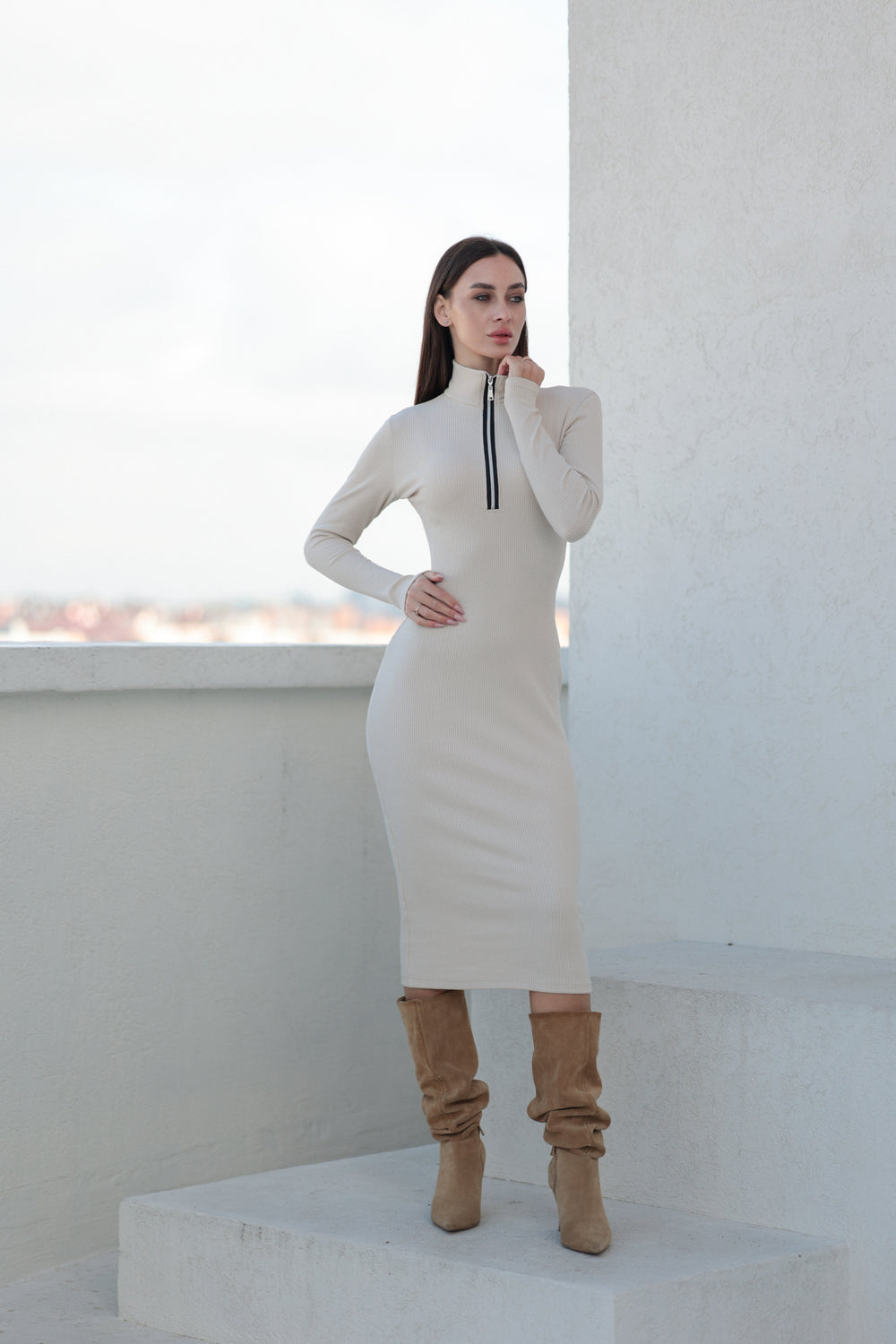 Сукня Siena Беж з довгим рукавом