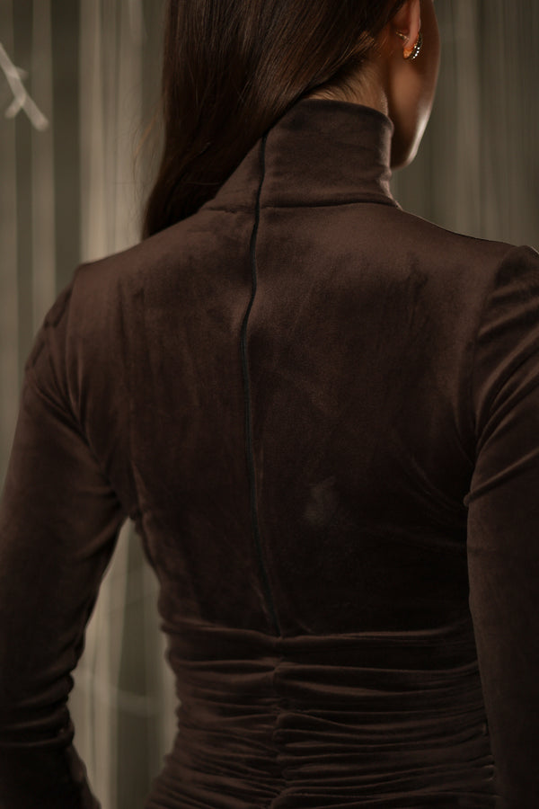 Velur сукня міні шоколад