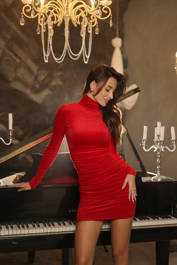 Velur сукня міні червоний