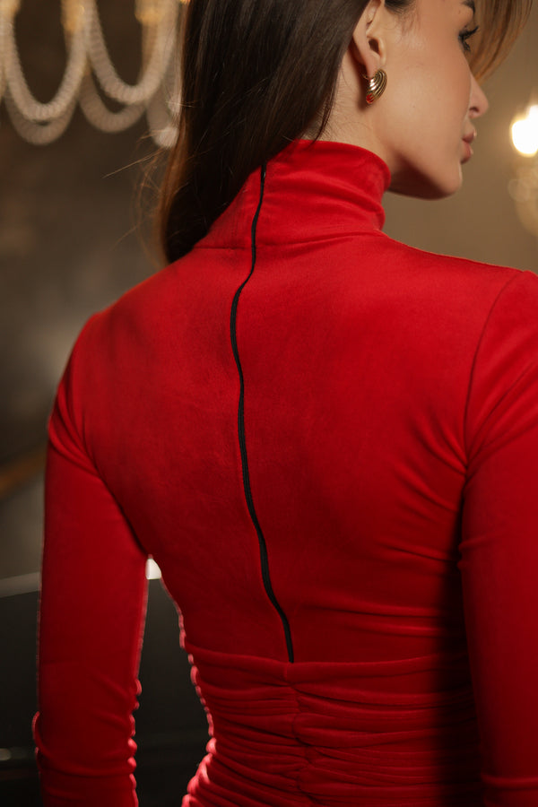 Velur сукня міні червоний