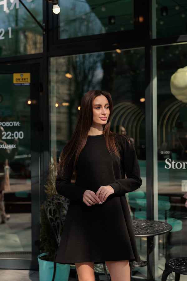 Чорна сукня міні Sofi з довгим рукавом